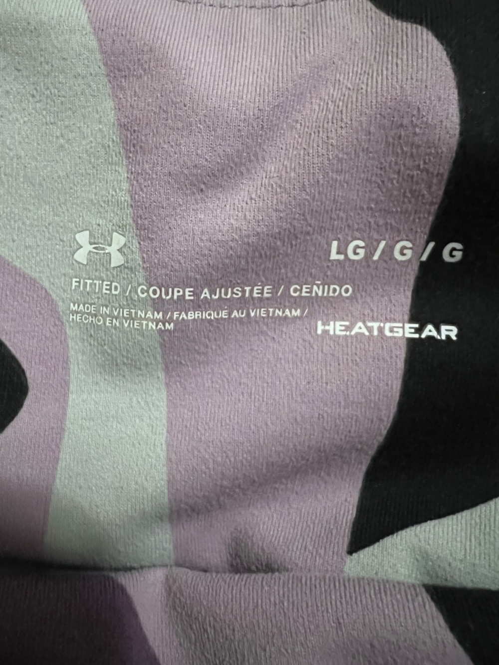 Under Armour Women's Purple Gray Black Camo Heatgear Leggings Size large  EUC - Picture 5 of 6
